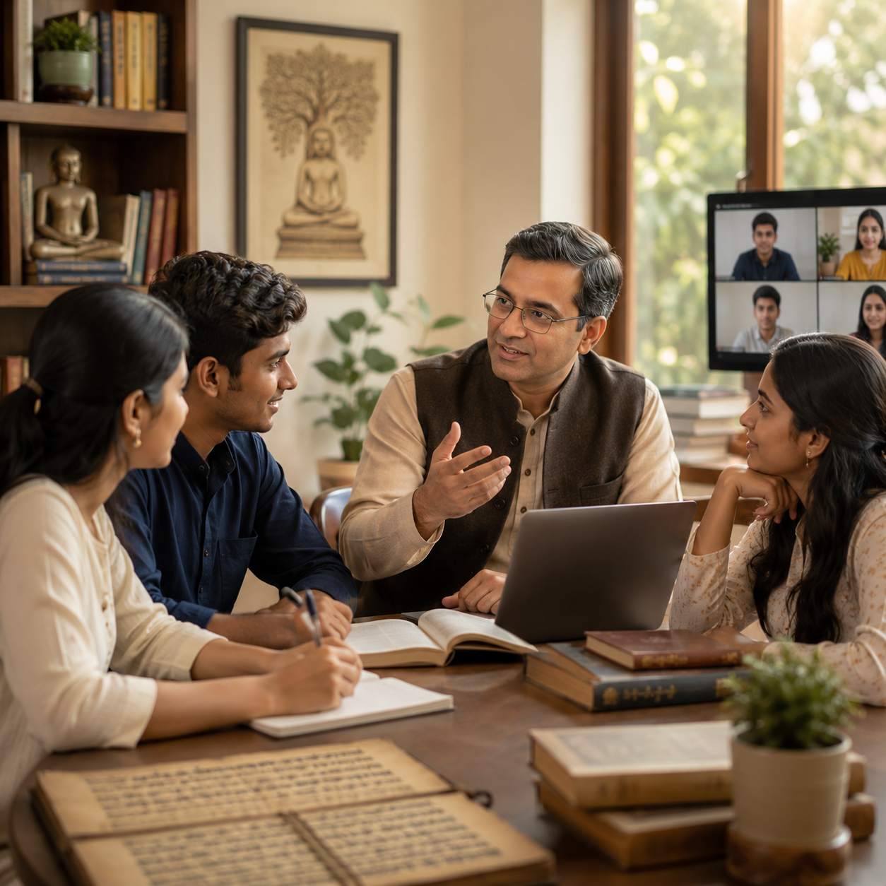 Counsellor guiding a student through a career conversation